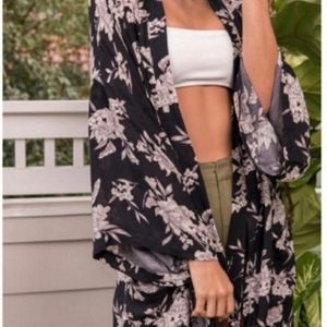 Spiritual Gangster Floral Open Tie Duster Kimono